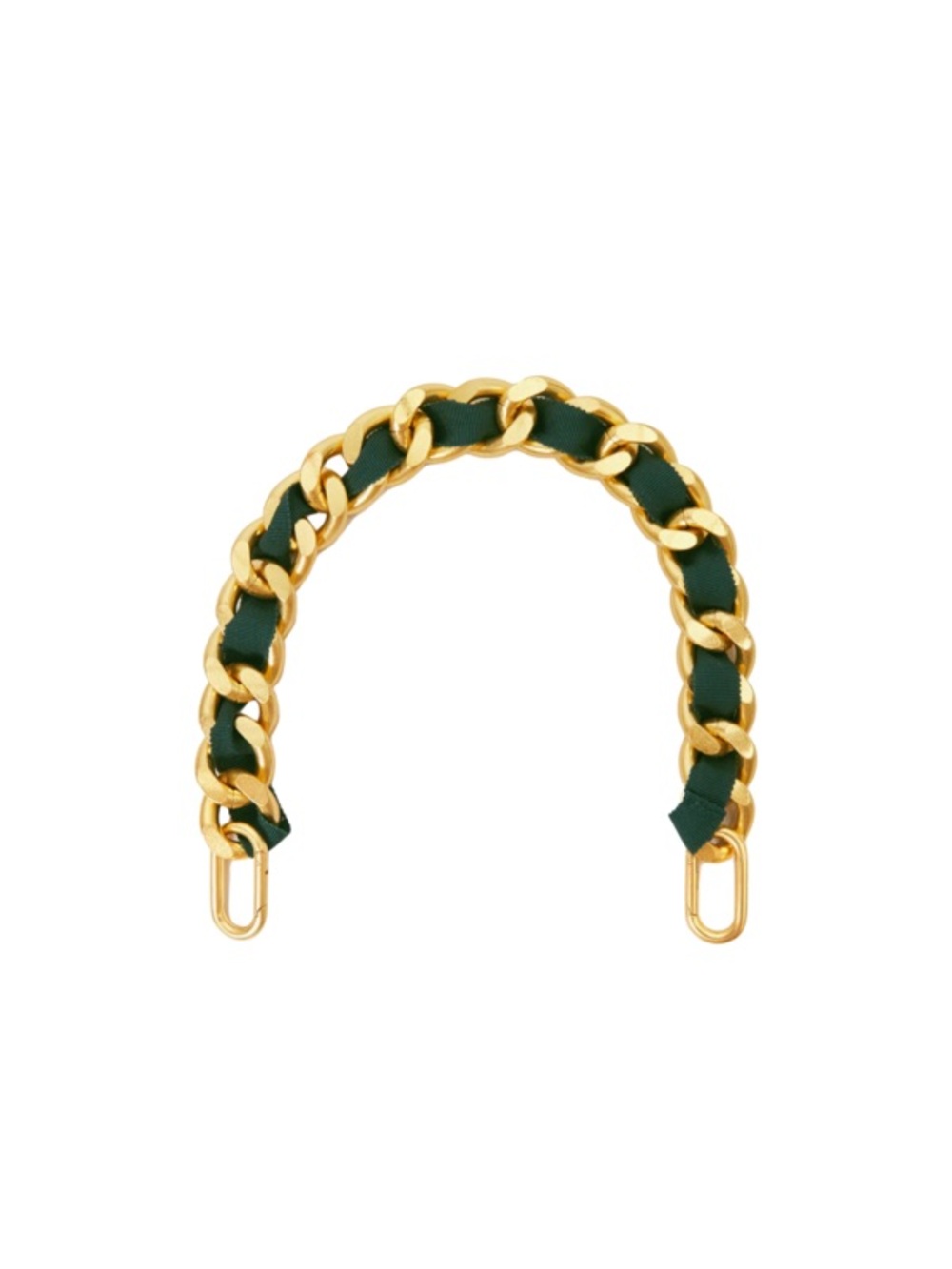 CLARE V. | Shorty Strap Gold Curb Chain Green Grossgrain Strap